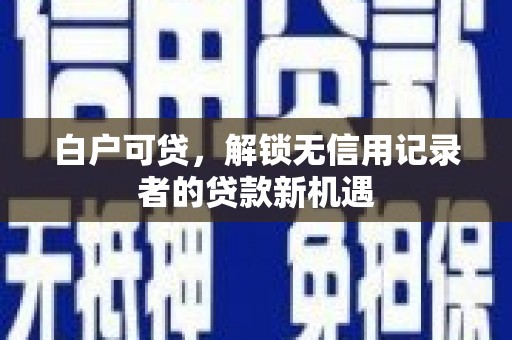 港北白户可贷，解锁无信用记录者的贷款新机遇