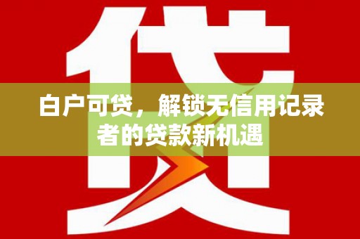 港北白户可贷，解锁无信用记录者的贷款新机遇